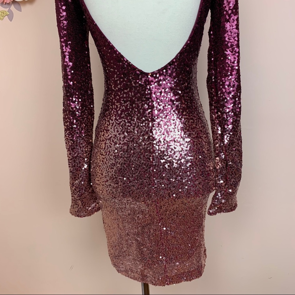 Mind Code Purple Sequin Backless Dress - image 8